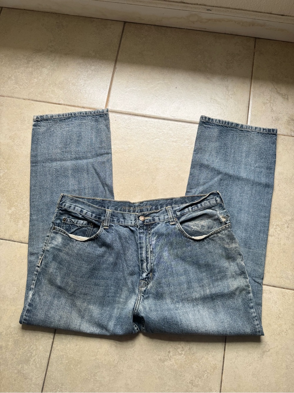 Perry Ellis Denim light straight leg blue jeans / pants me